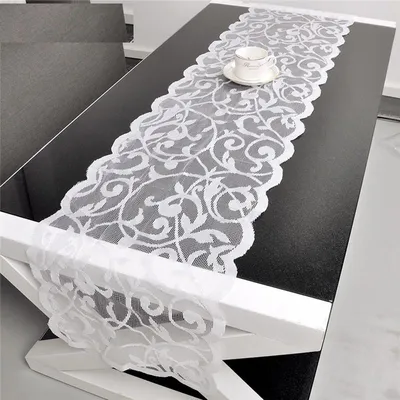 White Long Lace Table Runner