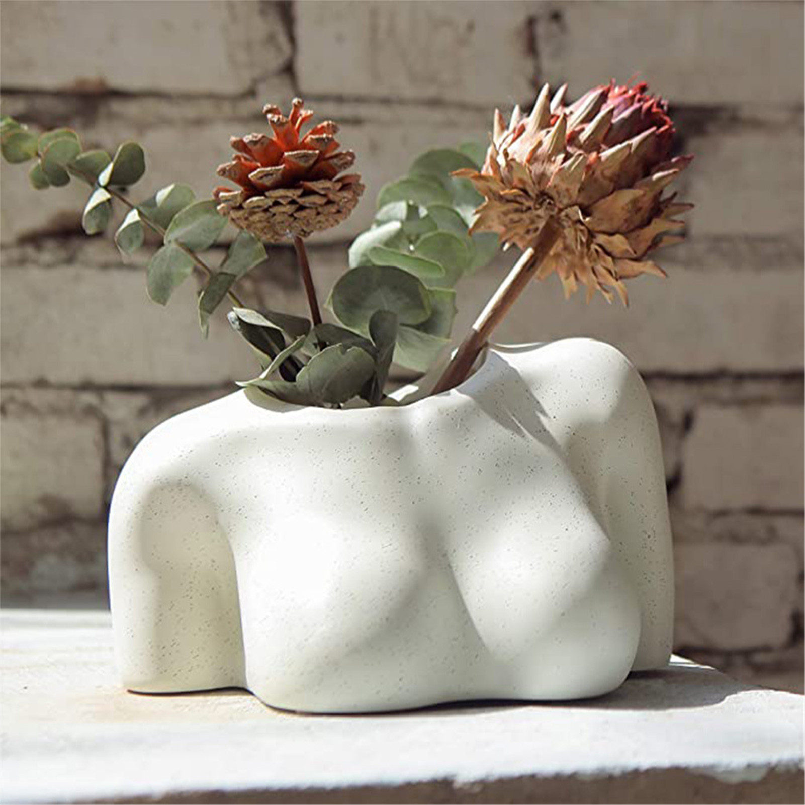 White Resin Female Body Plant Pot White Resin Female Body Plant Pot