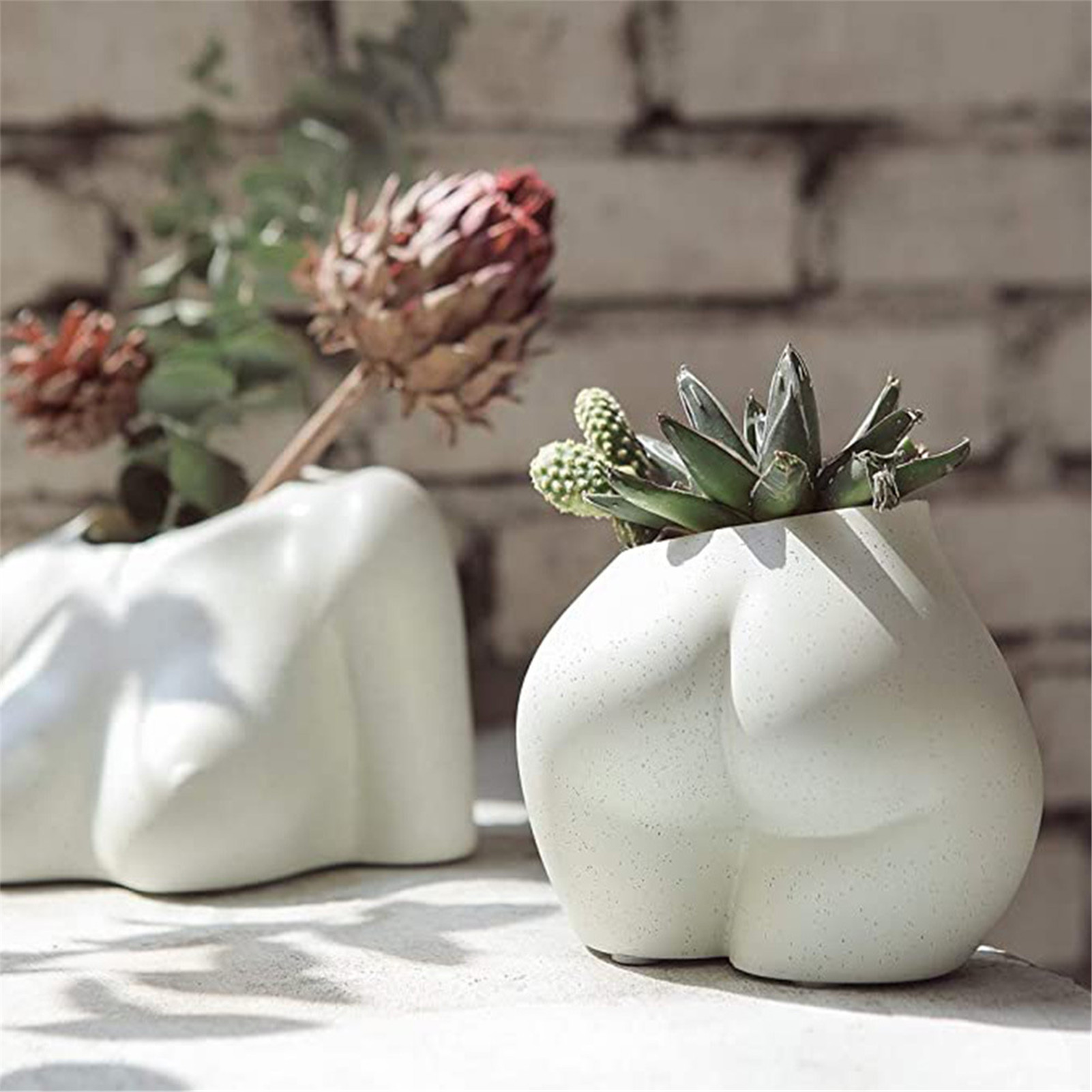 White Resin Female Body Plant Pot White Resin Female Body Plant Pot