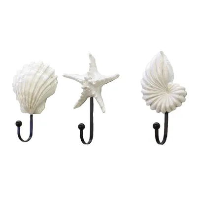 White Resin Sea Shell Hooks (3pc) White Resin Sea Shell Hooks (3pc)
