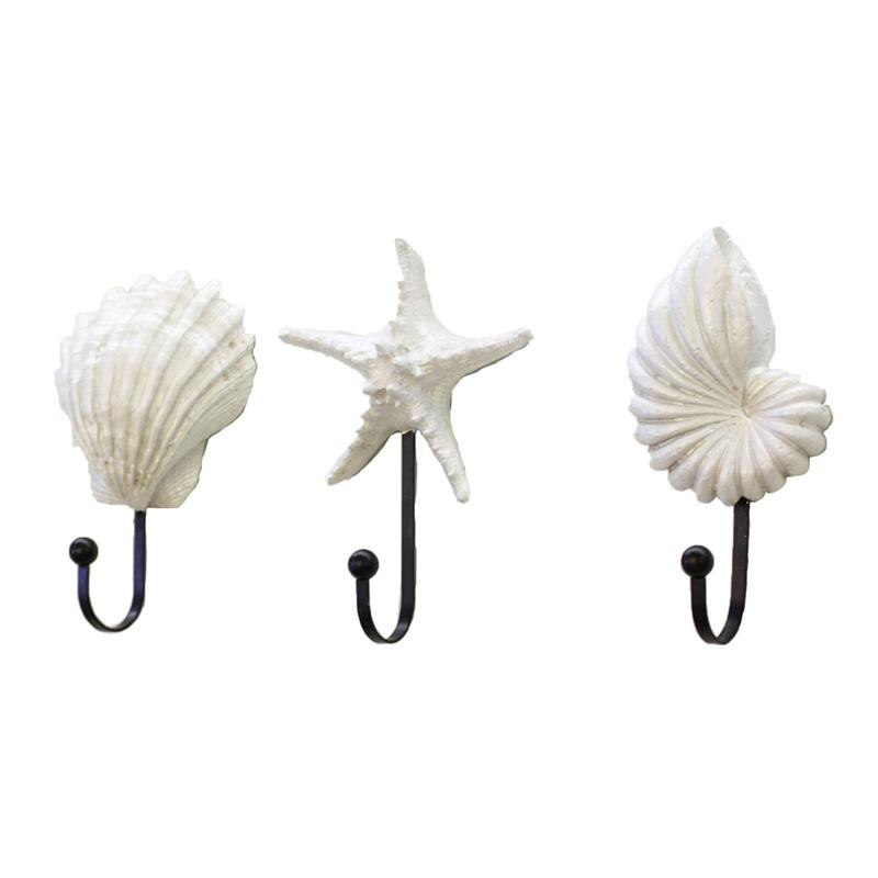 White Resin Sea Shell Hooks (3pc)