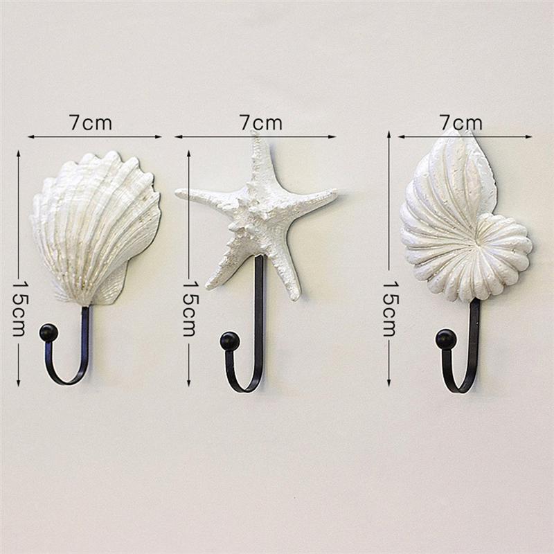 White Resin Sea Shell Hooks (3pc) White Resin Sea Shell Hooks (3pc)