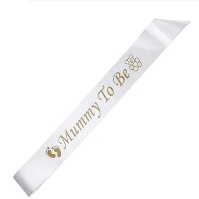 White Satin Mommy To Be Sash