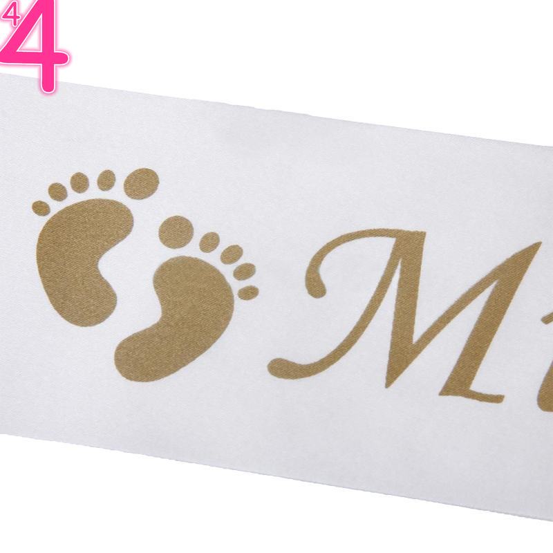 White Satin Mommy To Be Sash