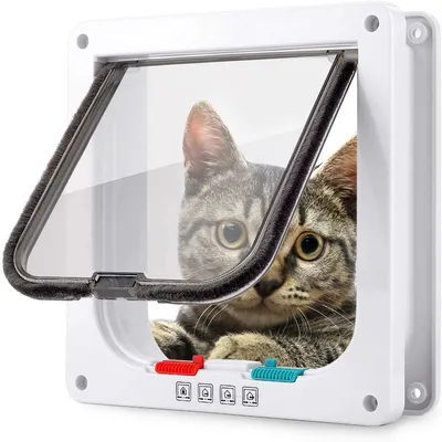 White Security Lock Flap Door for Dog Kitten ABS Plastic Small Pet Gate Door Kit Cat Dogs Flap Doors