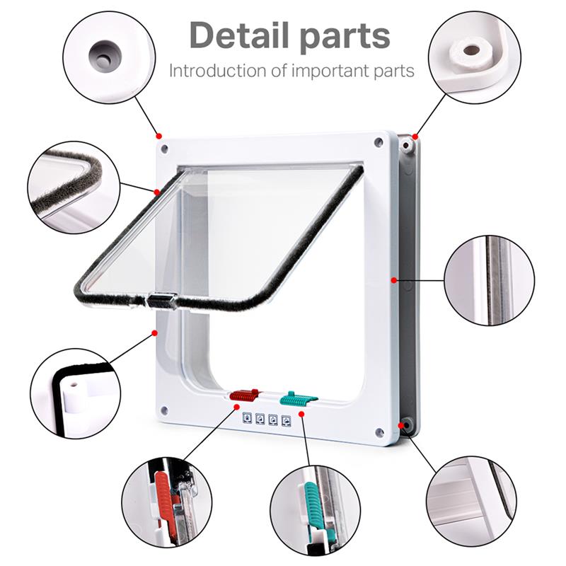 White Security Lock Flap Door for Dog Kitten ABS Plastic Small Pet Gate Door Kit Cat Dogs Flap Doors