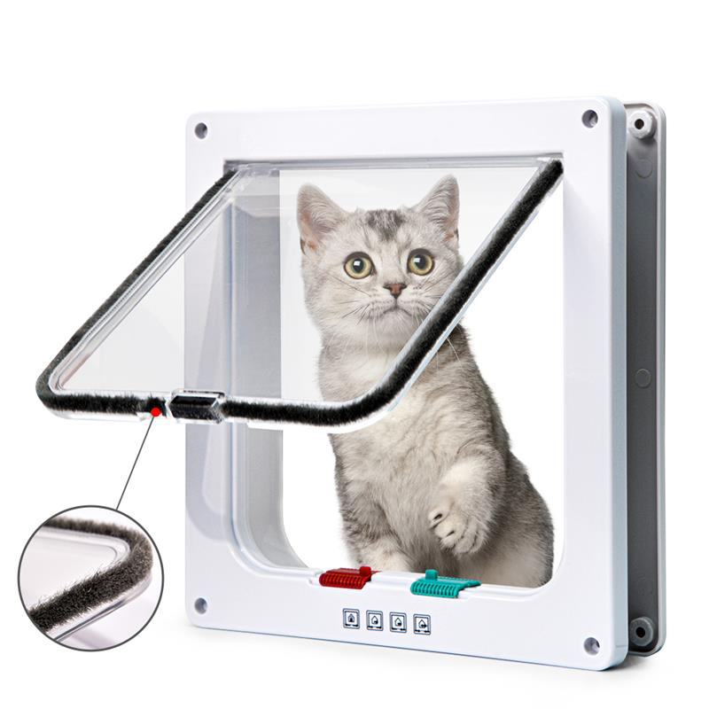 White Security Lock Flap Door for Dog Kitten ABS Plastic Small Pet Gate Door Kit Cat Dogs Flap Doors