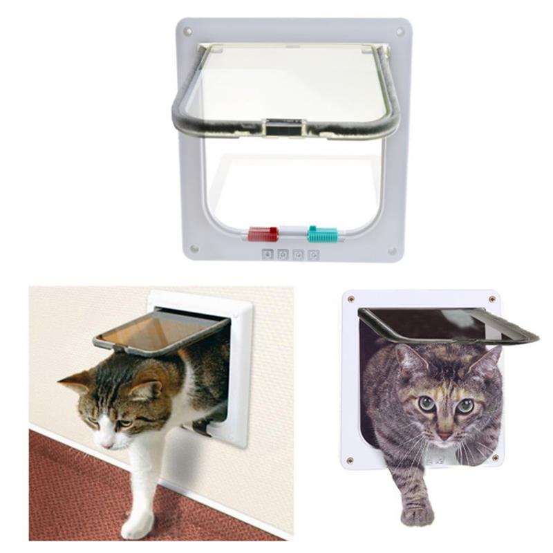 White Security Lock Flap Door for Dog Kitten ABS Plastic Small Pet Gate Door Kit Cat Dogs Flap Doors