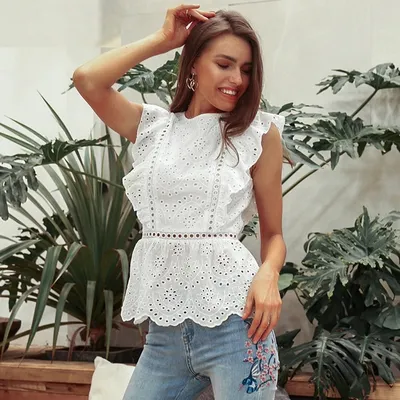 White Summer Top Ladies' Blouse
