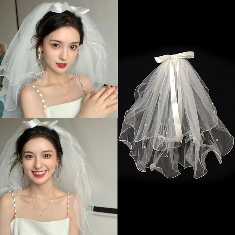 White Tulle Bow Wedding Veil White Tulle Bow Wedding Veil