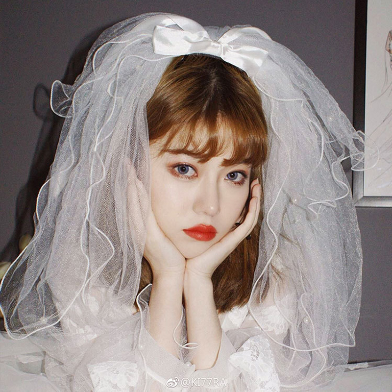 White Tulle Bow Wedding Veil