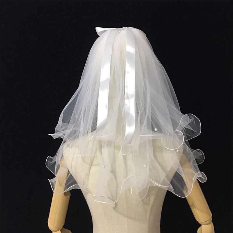 White Tulle Bow Wedding Veil