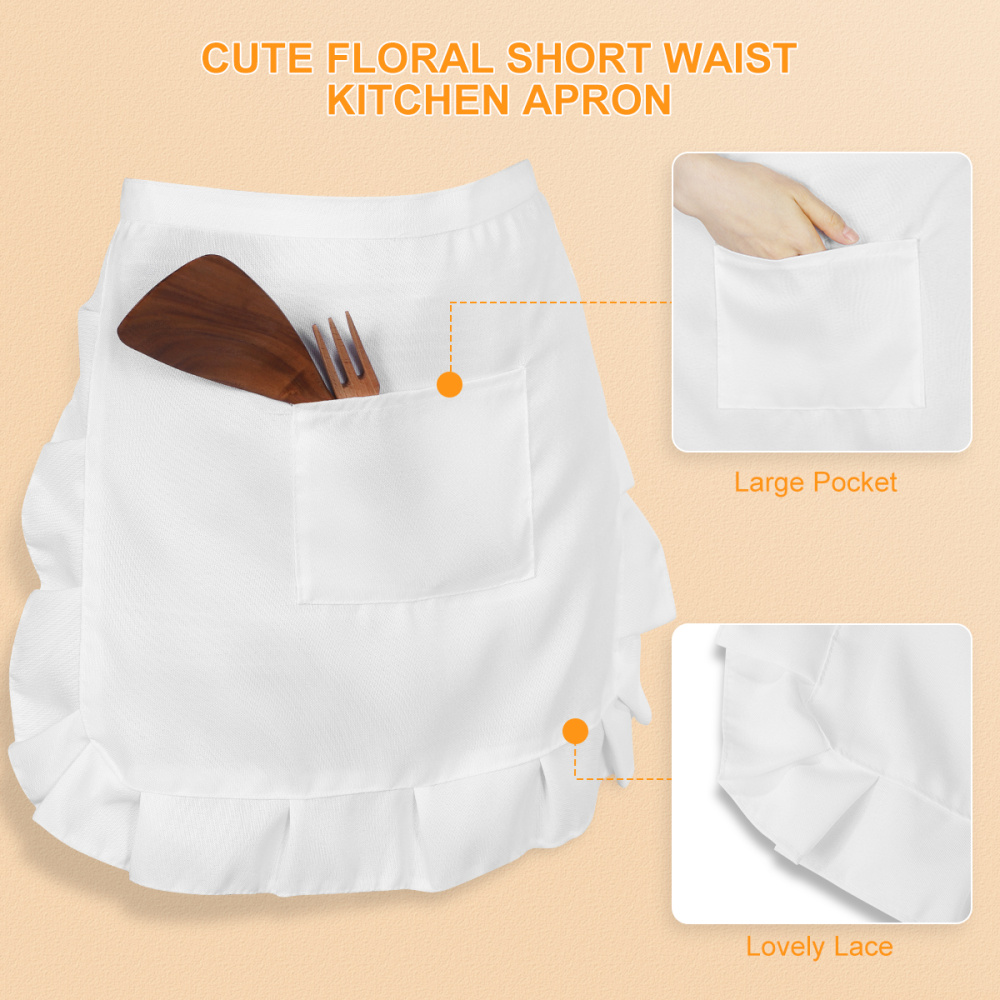 White Waist Apron with Pocket