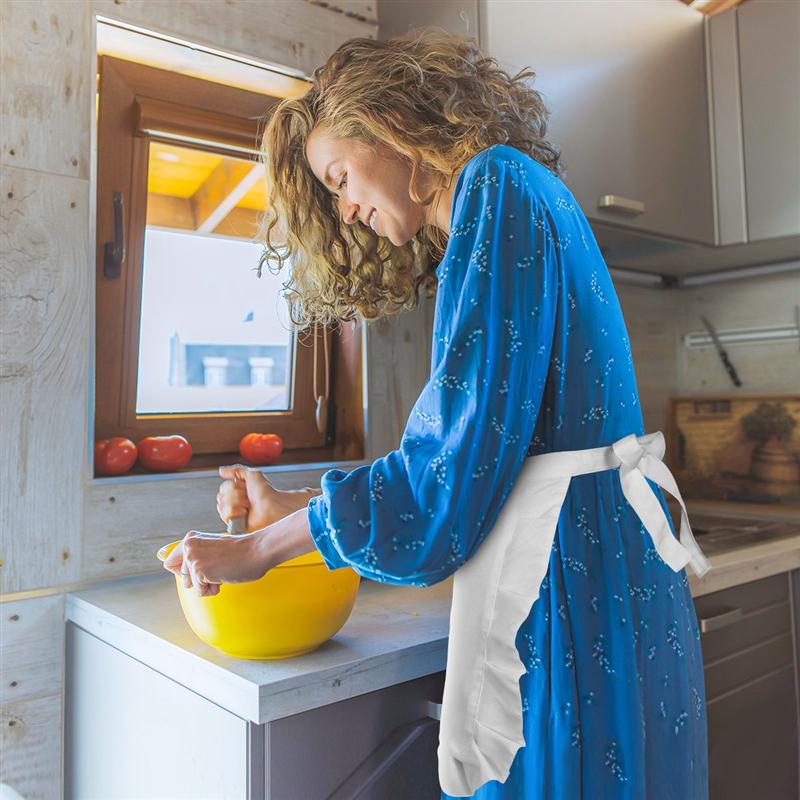 White Waist Apron with Pocket