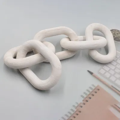 White Wood Chain Link Decor White Wood Chain Link Decor