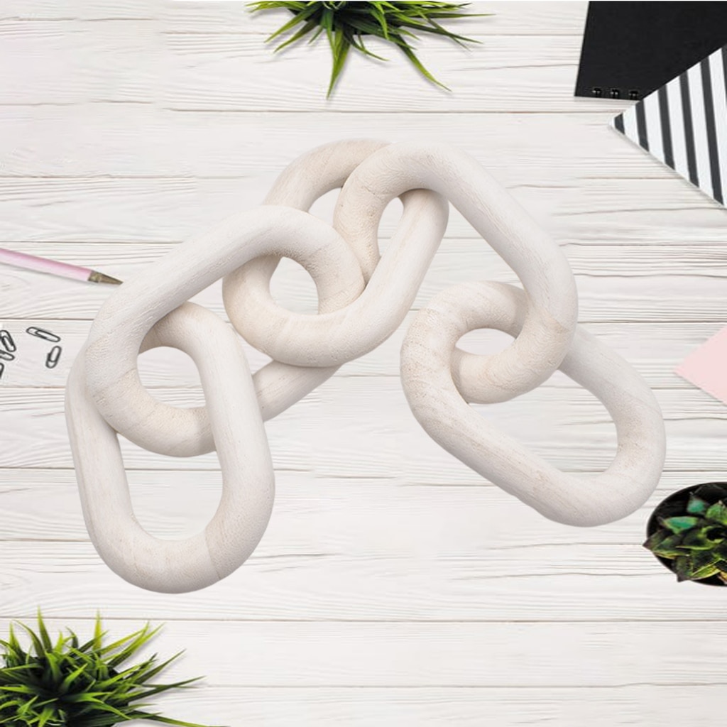 White Wood Chain Link Decor White Wood Chain Link Decor