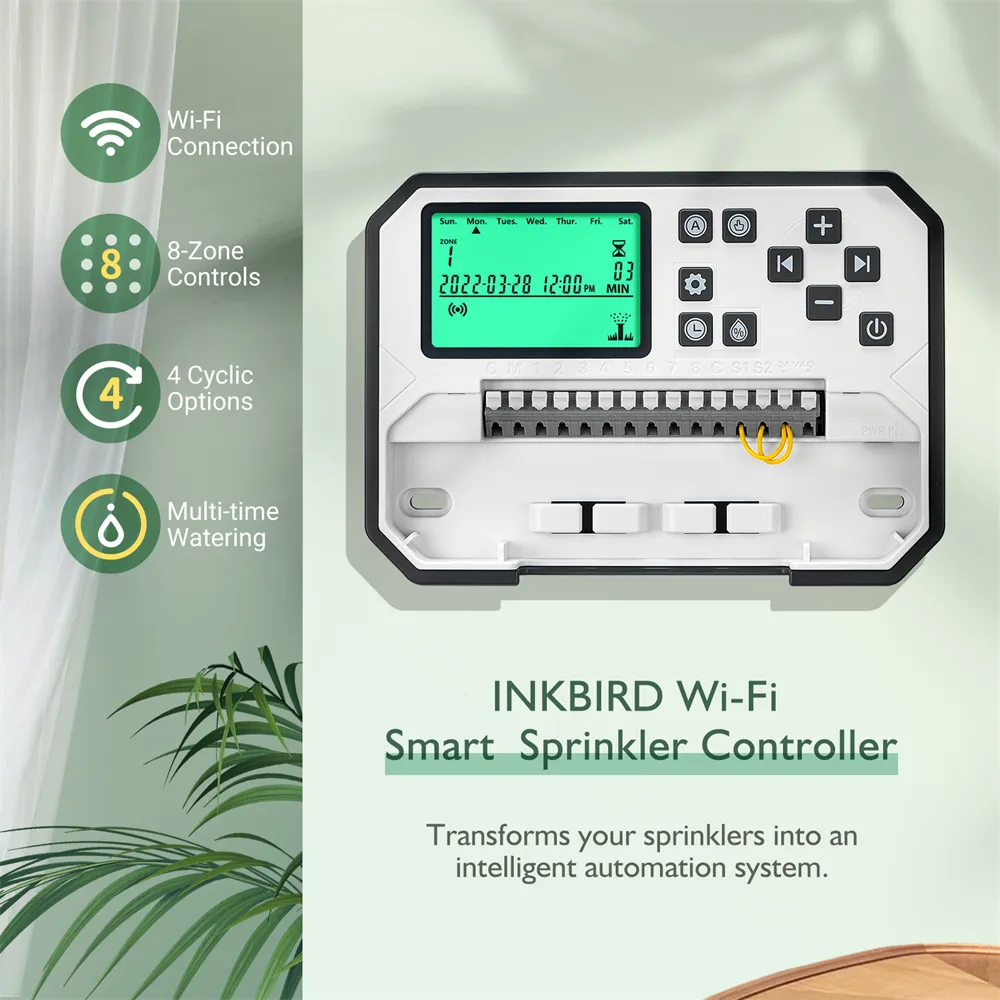 Wi-Fi Smart Sprinkler Controller Programmable 8 Zones Indoor Outdoor Irrigation Timer Seasonal Adjust&Rain Skip Free App