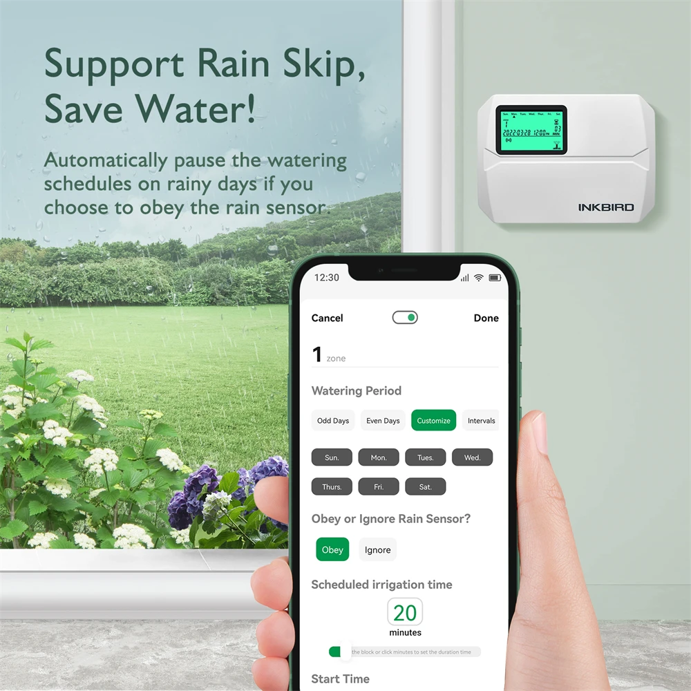Wi-Fi Smart Sprinkler Controller Programmable 8 Zones Indoor Outdoor Irrigation Timer Seasonal Adjust&Rain Skip Free App