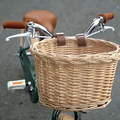 Wicker Bike Basket with Leather Straps
