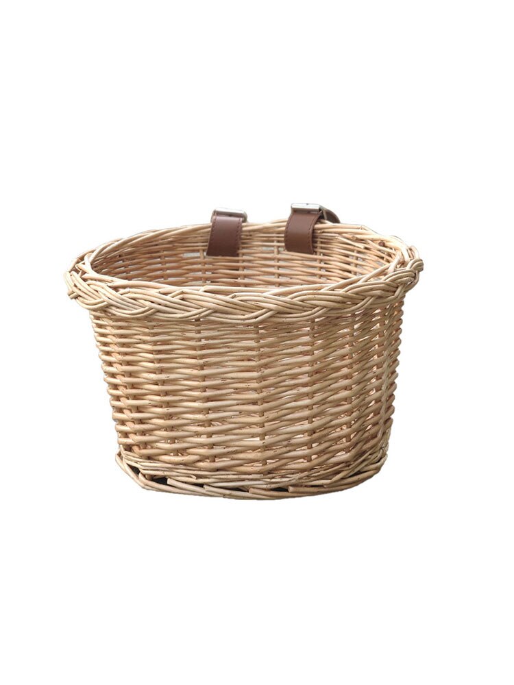 Wicker Bike Basket with Leather Straps