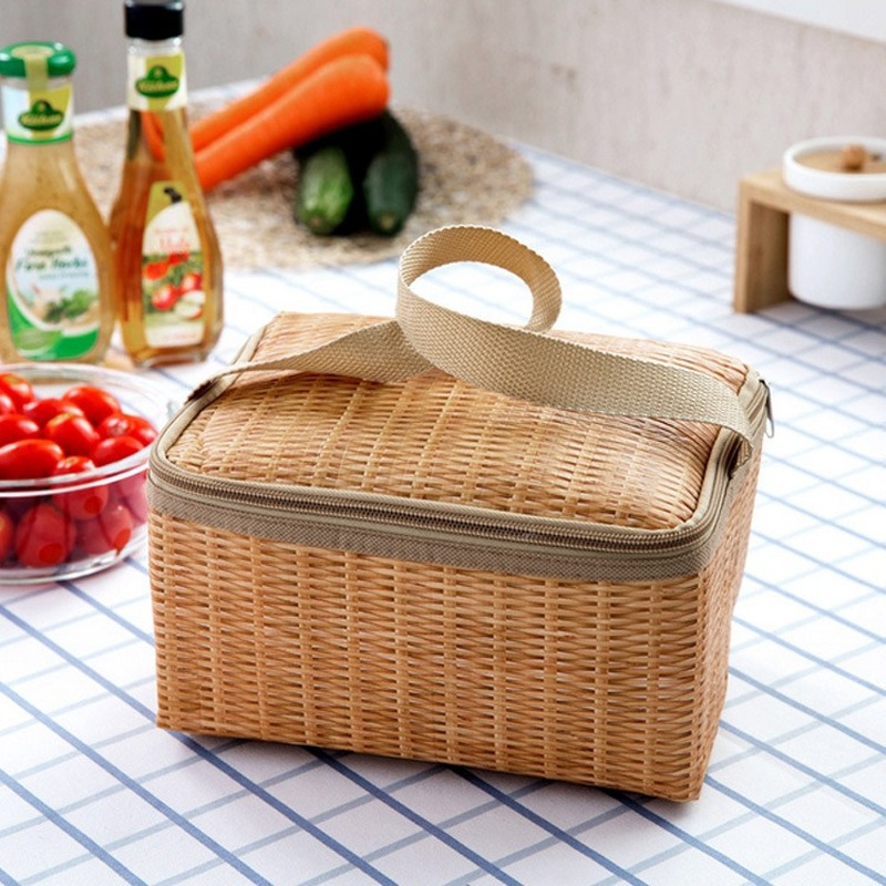Wicker Picnic Basket Cooler Bag