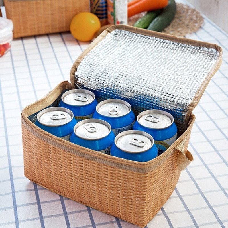 Wicker Picnic Basket Cooler Bag