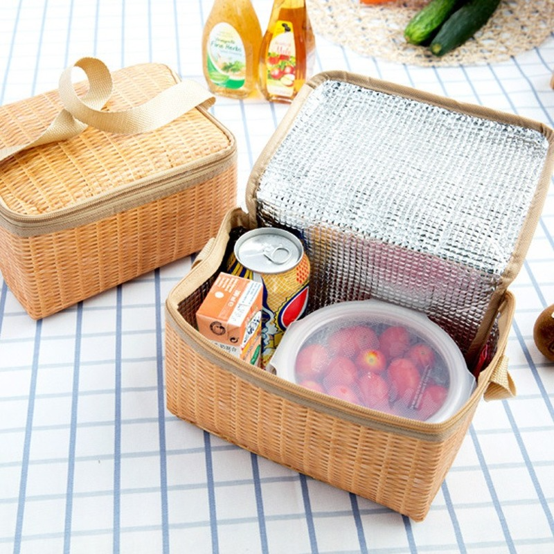 Wicker Picnic Basket Cooler Bag