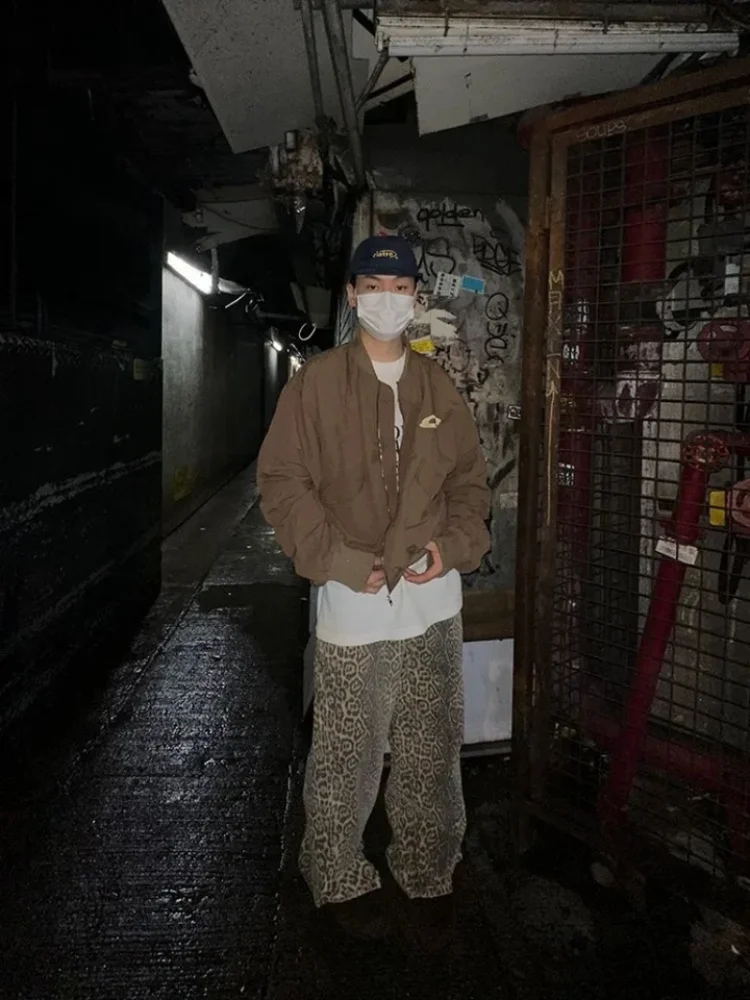 Wide Leg Mens Leopard Print Pants
