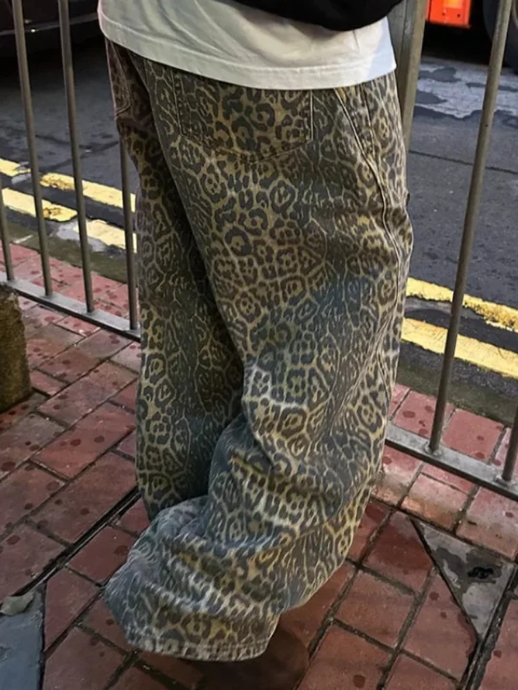 Wide Leg Mens Leopard Print Pants