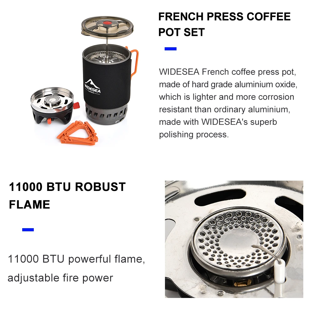 Widesea Camping Cooking System with Heat Exchanger Outdoor Gas Stove Burner Tourist Coffee Pot Cup Cookware Tableware Widesea Camping Cooking System with Heat Exchanger Outdoor Gas Stove Burner Tourist Coffee Pot Cup Cookware Tableware