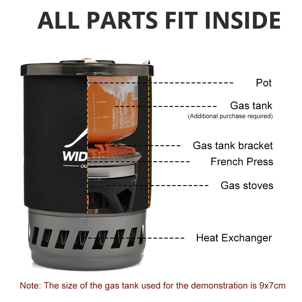 Widesea Camping Cooking System with Heat Exchanger Outdoor Gas Stove Burner Tourist Coffee Pot Cup Cookware Tableware Widesea Camping Cooking System with Heat Exchanger Outdoor Gas Stove Burner Tourist Coffee Pot Cup Cookware Tableware