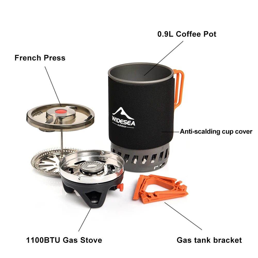 Widesea Camping Cooking System with Heat Exchanger Outdoor Gas Stove Burner Tourist Coffee Pot Cup Cookware Tableware Widesea Camping Cooking System with Heat Exchanger Outdoor Gas Stove Burner Tourist Coffee Pot Cup Cookware Tableware