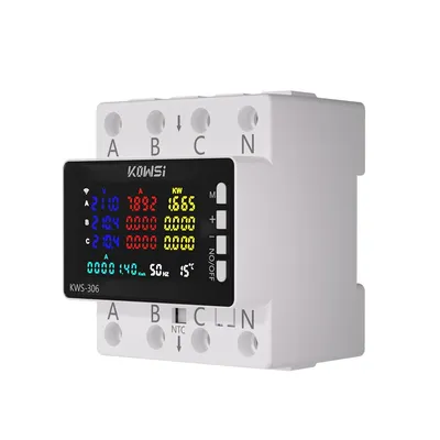 Wifi Power Energy Meter AC Monitor AC 85-290V 80A 3 Phase 4-wire DIN Rail Over Under Voltage Protector Electricity Meter