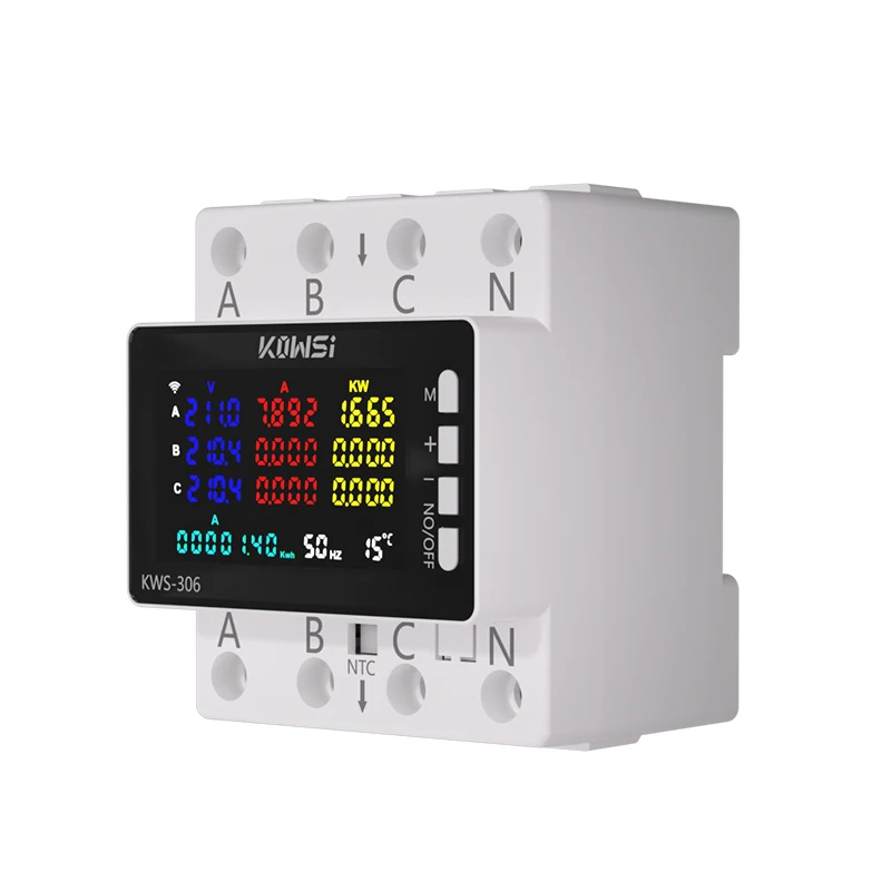 Wifi Power Energy Meter AC Monitor AC 85-290V 80A 3 Phase 4-wire DIN Rail Over Under Voltage Protector Electricity Meter Wifi Power Energy Meter AC Monitor AC 85-290V 80A 3 Phase 4-wire DIN Rail Over Under Voltage Protector Electricity Meter
