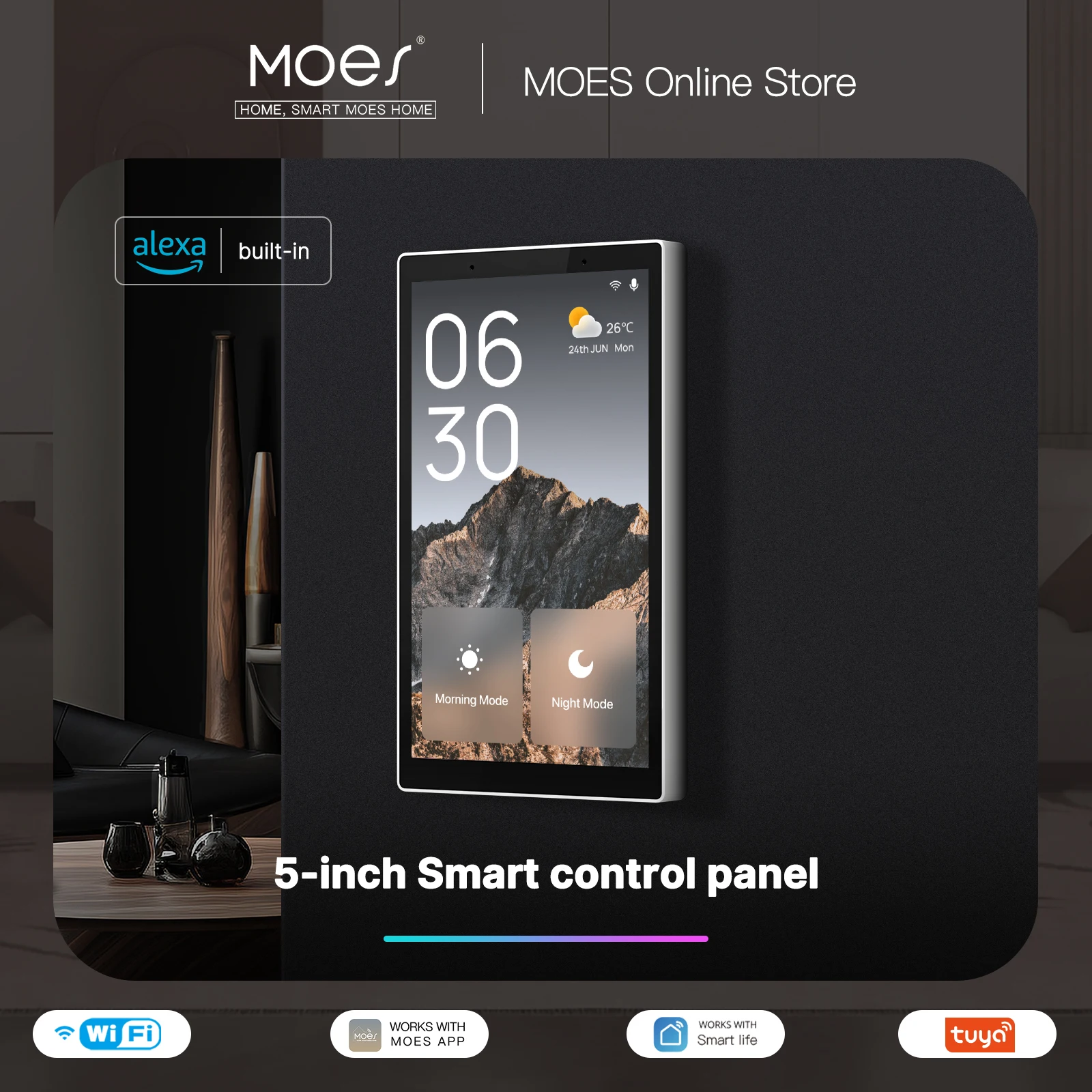 Wifi Smart 5-inch Touch Screen US Center Control Panel Voice Control Alexa And ZigBee Gateway Built-in Scene Control Wifi Smart 5-inch Touch Screen US Center Control Panel Voice Control Alexa And ZigBee Gateway Built-in Scene Control