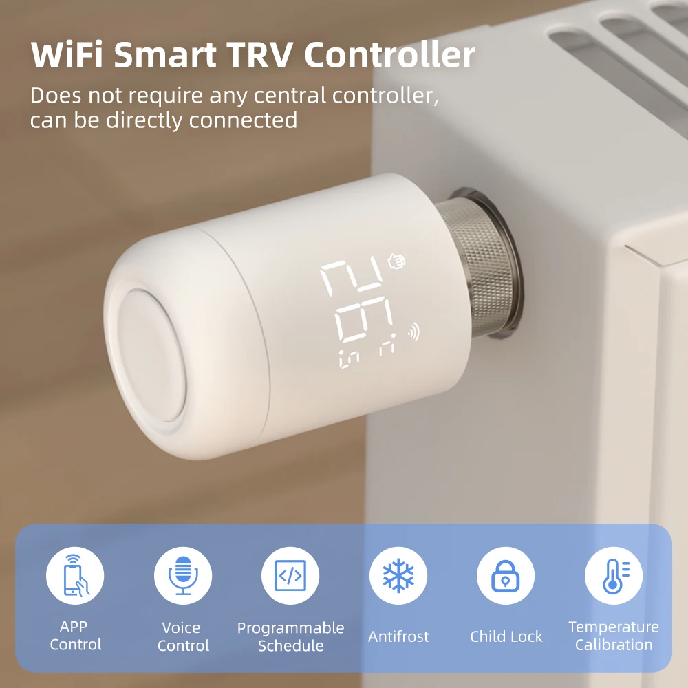 Wifi TRV Radiator Actuator Valve Thermostatic Radiator Valve Temperature Controller Support Alexa Google Home Wifi TRV Radiator Actuator Valve Thermostatic Radiator Valve Temperature Controller Support Alexa Google Home