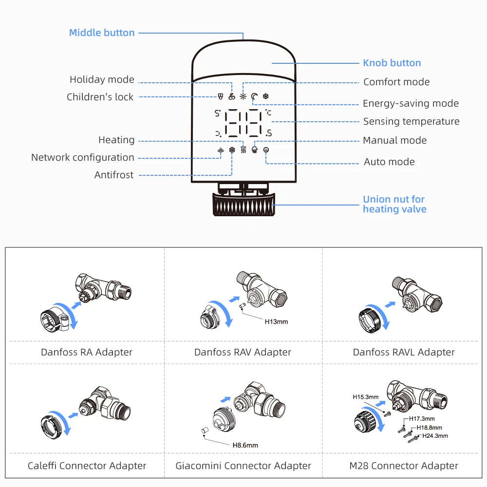 Wifi TRV Radiator Actuator Valve Thermostatic Radiator Valve Temperature Controller Support Alexa Google Home Wifi TRV Radiator Actuator Valve Thermostatic Radiator Valve Temperature Controller Support Alexa Google Home