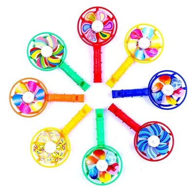 Wind Spinners Colorful Whistling Handle Toys