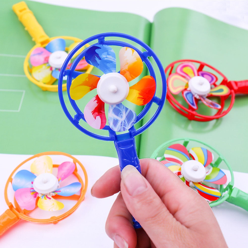 Wind Spinners Colorful Whistling Handle Toys
