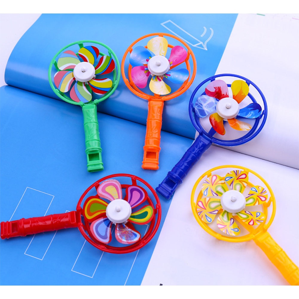 Wind Spinners Colorful Whistling Handle Toys