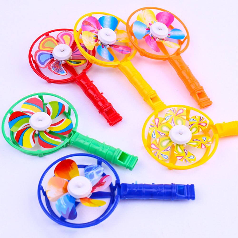 Wind Spinners Colorful Whistling Handle Toys