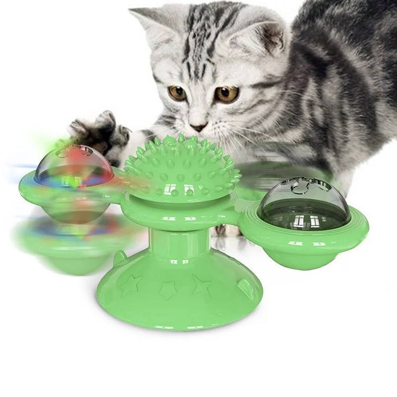Windmill Cat Toy Interactive Pet Toys for Cats Puzzle Cat Game Toy With Whirligig Turntable for Kitten Brush Teeth Pet