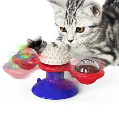 Windmill Cat Toy Interactive Pet Toys for Cats Puzzle Cat Game Toy With Whirligig Turntable for Kitten Brush Teeth Pet
