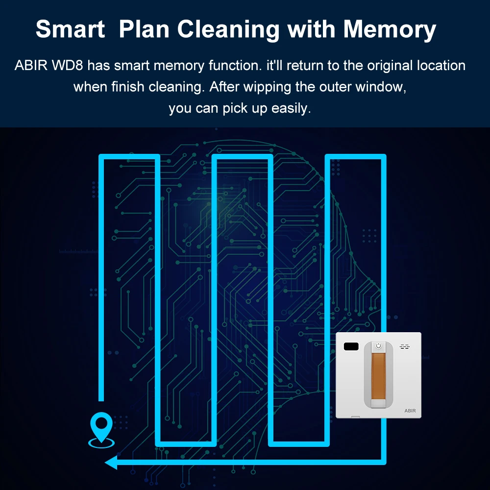 Window Vacuum Robot Cleaner ABIR WD8, Dual Ultrasonic Spray, AI intelligent Wipping, Updated Laser,Smart Home Glass