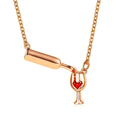 Wine Bottle and Wine Glass Necklace