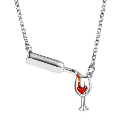 Wine Bottle and Wine Glass Necklace