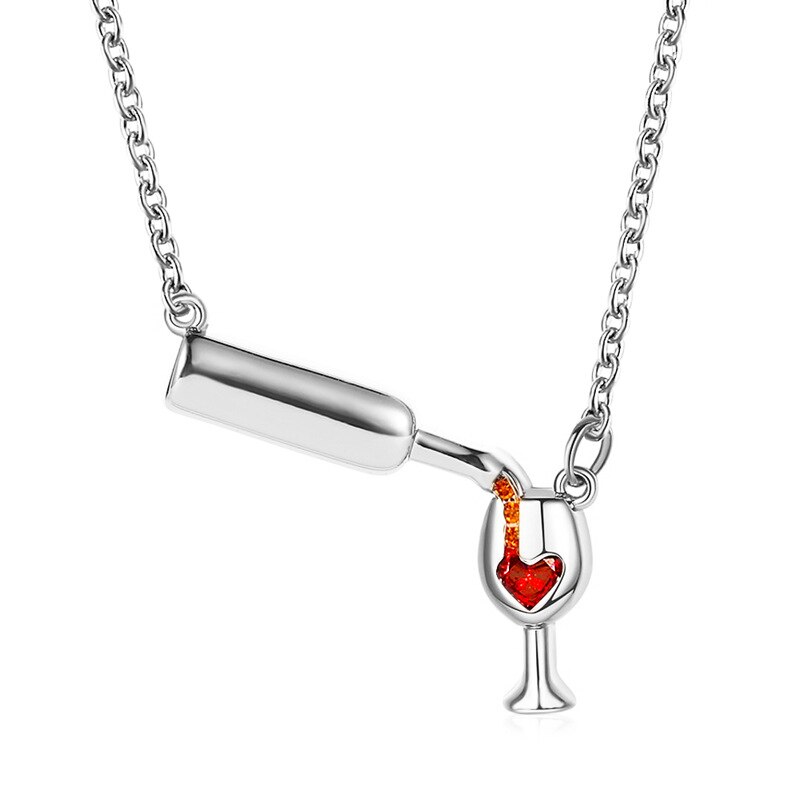 Wine Bottle and Wine Glass Necklace