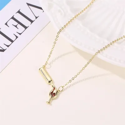 Wine Bottle and Wine Glass Necklace