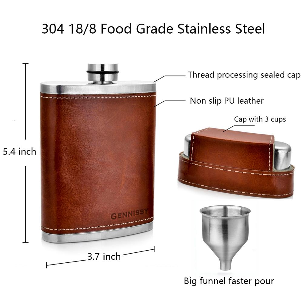 Wine Flask Stainless Steel with Leather Sleeve Wine Flask Stainless Steel with Leather Sleeve