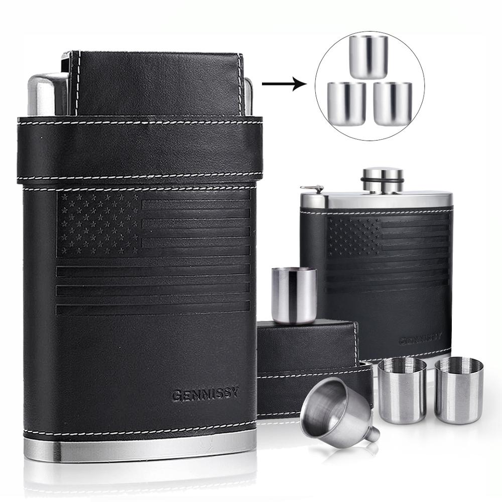 Wine Flask Stainless Steel with Leather Sleeve Wine Flask Stainless Steel with Leather Sleeve
